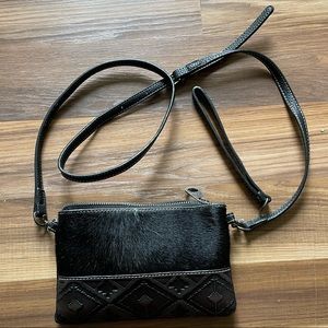 MONTANA WEST black leather & cowhide purse